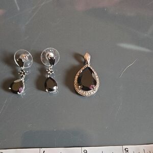 Elegant Black and 925 Sterling Silver Jewelry Set